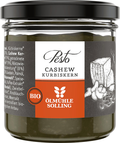Bio Cashew Kürbiskernöl Pesto 110 g Ölmühle Solling im Glas