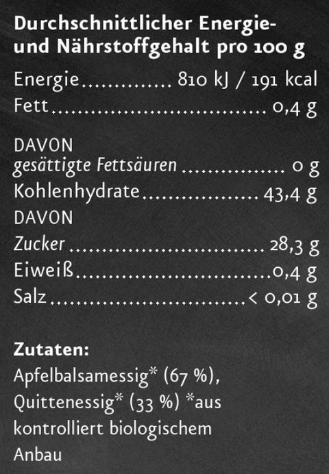 Bio Apfel Quitten Balsamessig Nährwerte