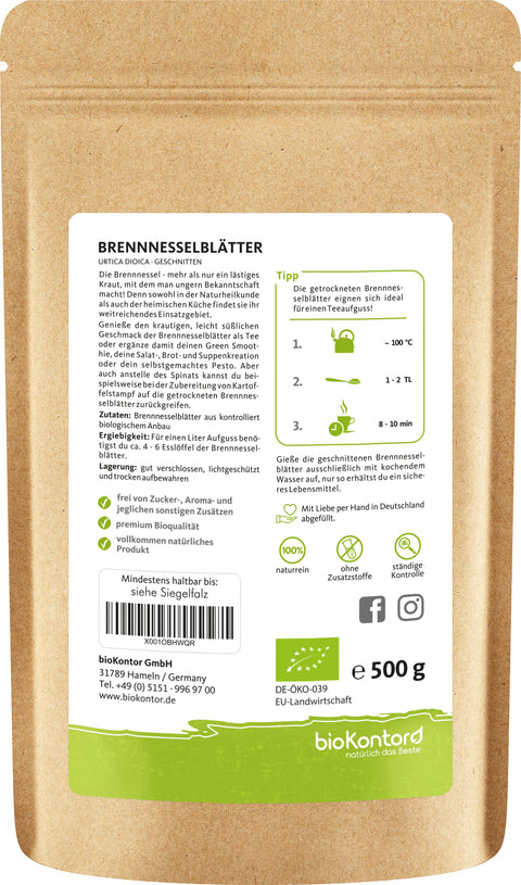 Brennnesselblättertee Verzehrempfehlung 500 g