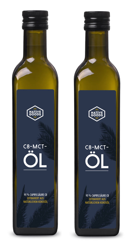 Bio MCT C8 Öl 2x 500 ml Braunglasflaschen
