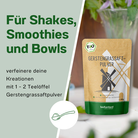 Verzehrempfehlung bio Gerstengrassaftpulver