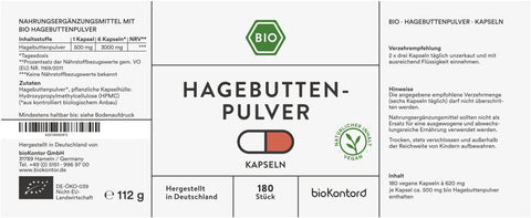 Hagebuttenpulver Kapseln bio Verzehrempfehlung ohne Gelatine