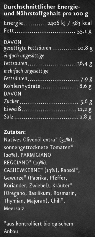 Bio Kirschtomaten Pesto Zutaten und Nährwerte