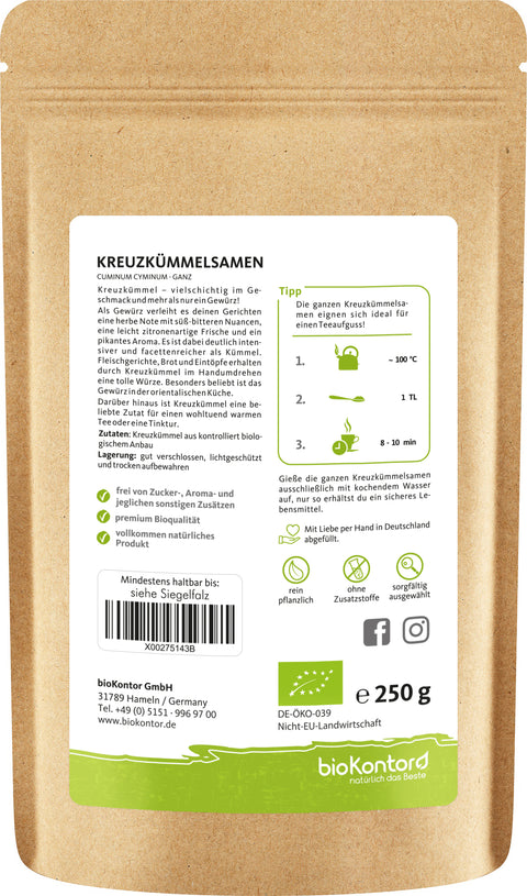 Bio Kreuzkümmelsamen ganz von bioKontor Verzehrempfehlung