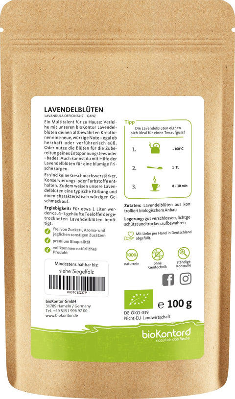 Lavendelblüten bio getrocknet Lavendeltee Verwendung 100 g