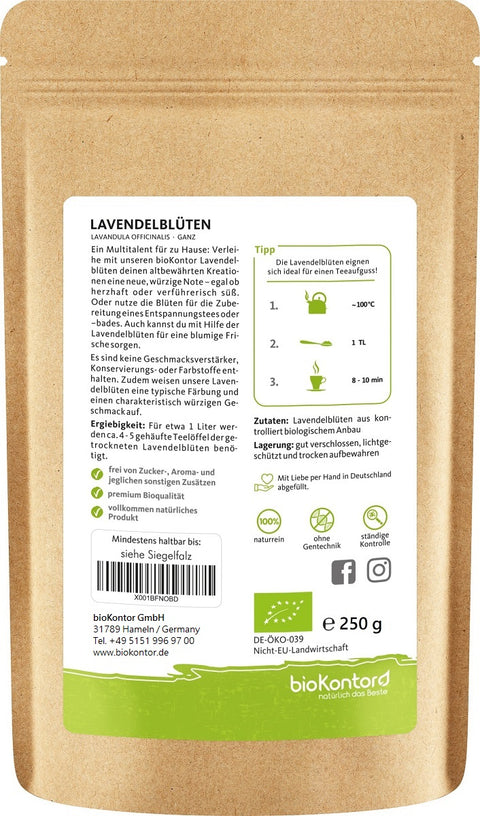 Lavendelblüten bio getrocknet Lavendeltee Zubereitung 250 g