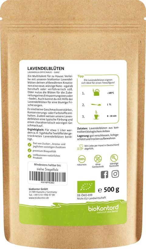 Lavendelblüten bio getrocknet Lavendeltee Zubereitung 500 g