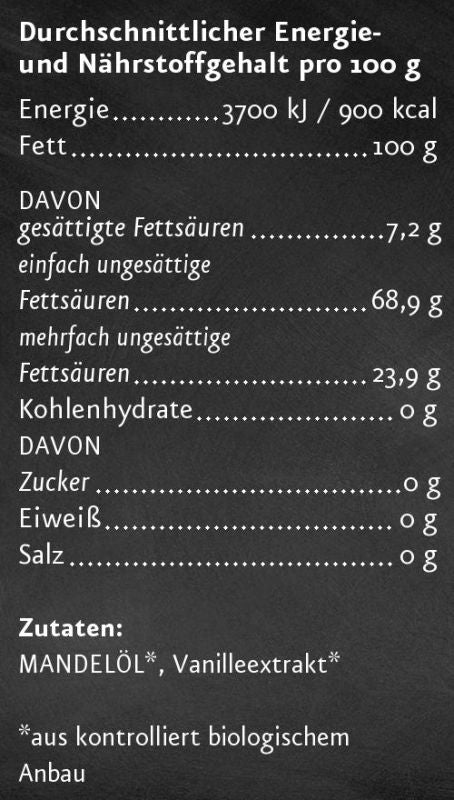 Mandel Vanille Würzöl Nährwerte Ölmühle Solling