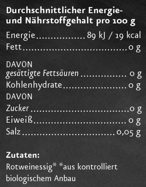 Rotweinessig Nährwerte