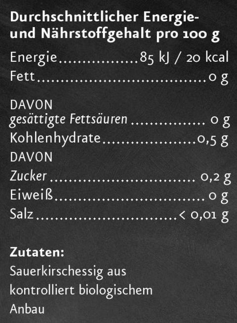 Bio Sauerkirschessig Ölmühle Solling Nährwerte