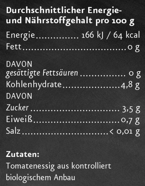 Bio Tomatenessig Verzehrempfehlung