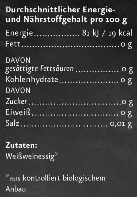 Weißweinessig Nährwerte