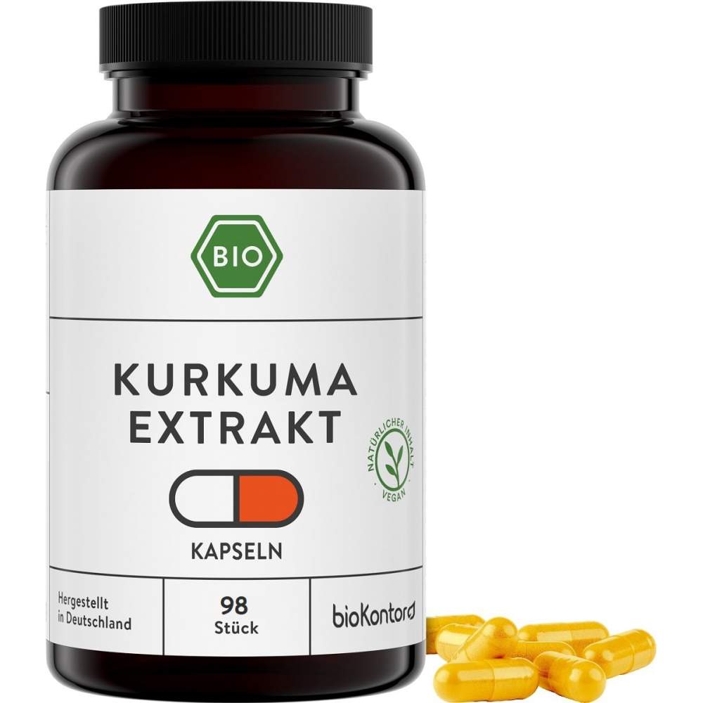 Bio Kurkuma Extrakt Kapseln, 98 Kapseln hochdosiert und vegan von bioKontor