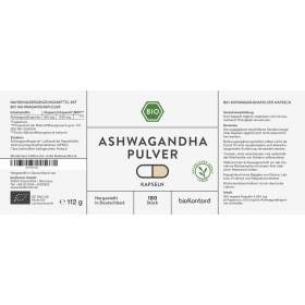 Bio Ashwagandha Kapseln von bioKontor, 180 vegane Kapseln Verzehrempfehlung