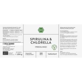Bio Spirulina und Chlorella Presslinge, 180 vegane Kapseln von bioKontor, Verzehrempfehlung und Zutaten