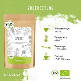 Bio Salbeiblätter 250 g von bioKontor, getrocknet und gerebelt aus kontrolliert biologischem Anbau, Verzehrempfehlung Tee