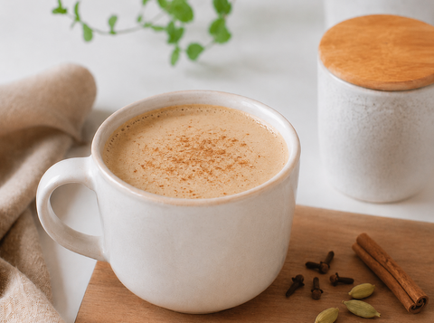 Chai Latte in einer weißen Tasse - Rezeptvorschau des Chai Latte Rezepts von bioKontor