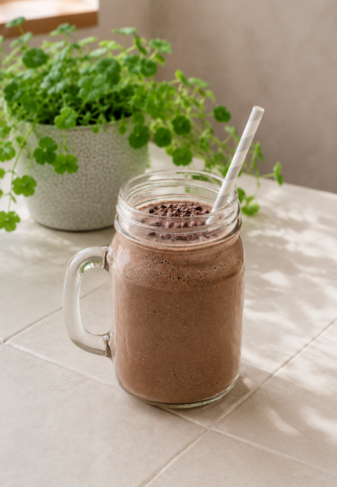Veganer Proteinshake mit Reisprotein im Glas - Rezeptvorschau - bioKontor