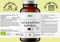 Bio Astaxanthin Kapseln 60 Stück bioKontor Etikett mit Verzehrempfehlung