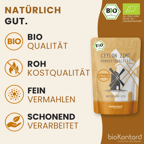 Produkteigenschaften von bioKontors gemahlenem bio Ceylon Zimt