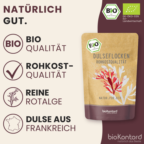 Produkteigenschaften der bio Dulseflocken von bioKontor