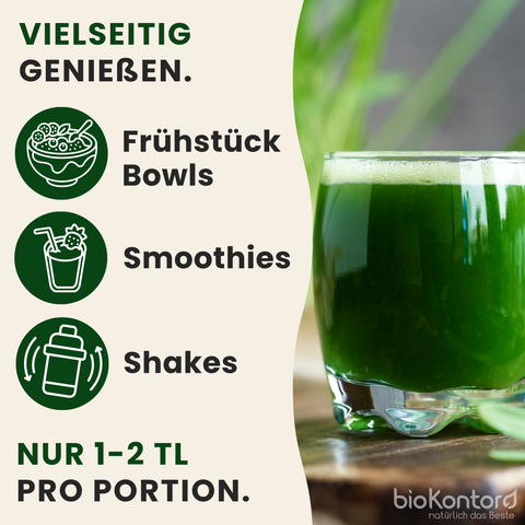 Anwendungsmöglichkeiten des bio Gerstengrassaftpulvers von bioKontor