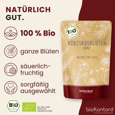 Produkteigenschaften der bio Hibiskusblüten von bioKontor