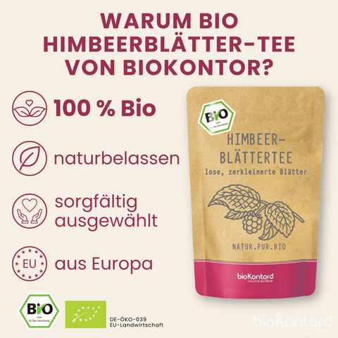 Produkteigenschaften der bio Himbeerblätter von bioKontor