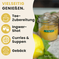 Anwendungsvorschläge für das Ingwerpulver von bioKontor:
für Teezubereitungen, als Ingwer-Immun-Shot, in Curries und Suppen oder in Gebäck