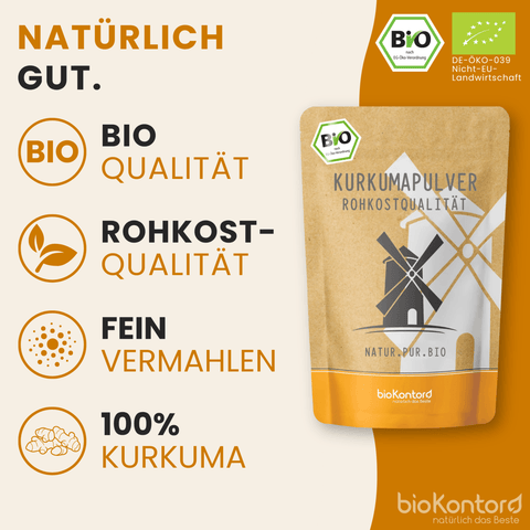 Produkteigenschaften des bio Kurkumapulvers von bioKontor