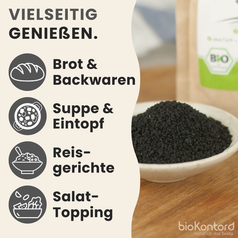 Verwendungsmöglichkeiten der bio Schwarkümmelsamen von bioKontor