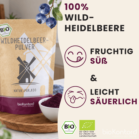 Geschmack des gefriergetrockneten bio Wildheidelbeerpulvers von bioKontor