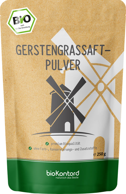 Bio Gerstengrasaftpulver im Doypack