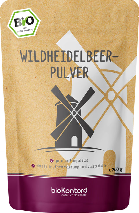 Bio Wildheidelbeerpulver 200 g im Doypack