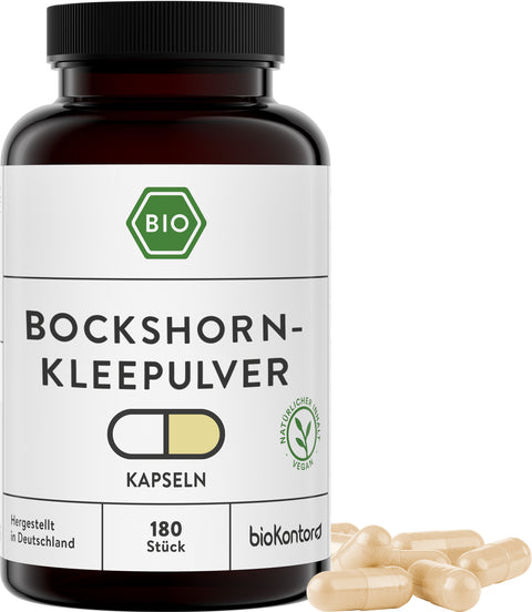 Bio Bockshornkleepulver Kapseln in PE-Dose