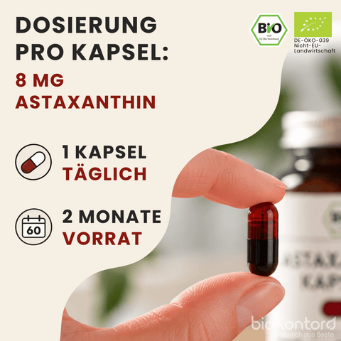 Dosierung 1 Kapsel täglich Astaxanthin Kapseln