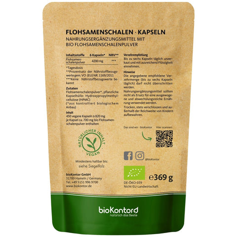 Bio Flohsamenschalen Kapseln - vegan