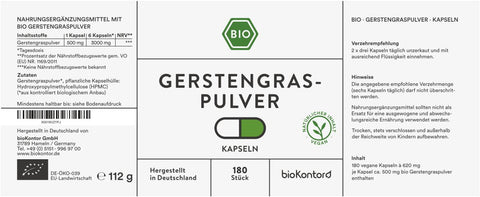 Gerstengraspulver Kapseln bio vegan Verzehrempfehlung