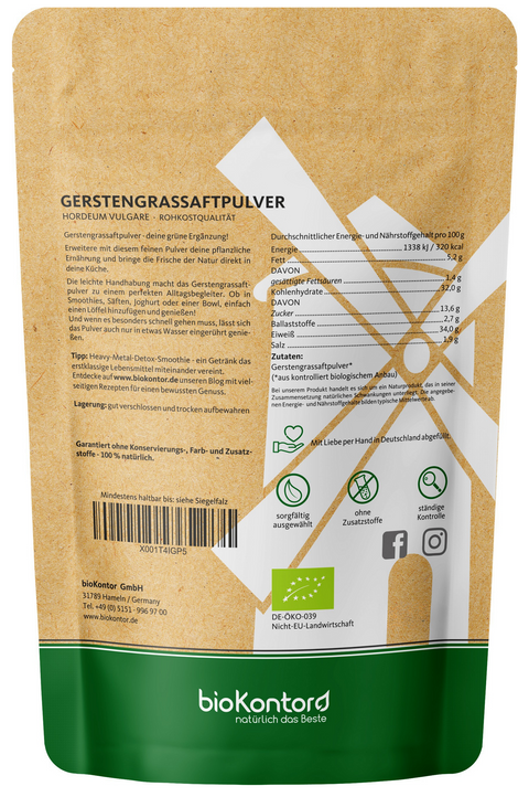 Bio Gerstengrassaftpulver im Doypack 