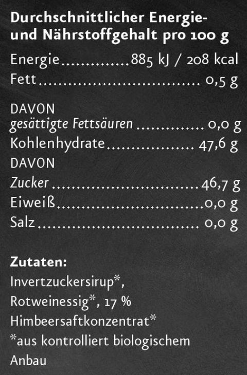 Nährwertangaben Himbeeressigcreme 