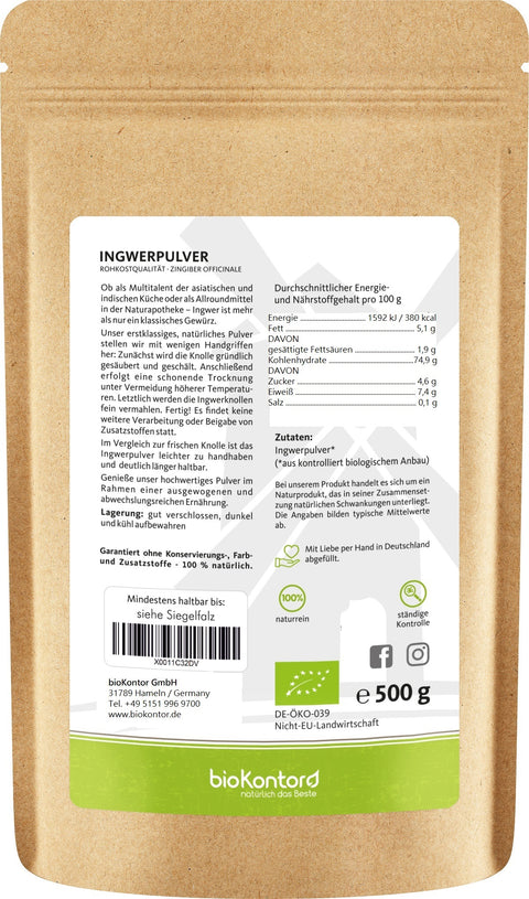 Ingwer Pulver Verzehrempfehlung 250 g