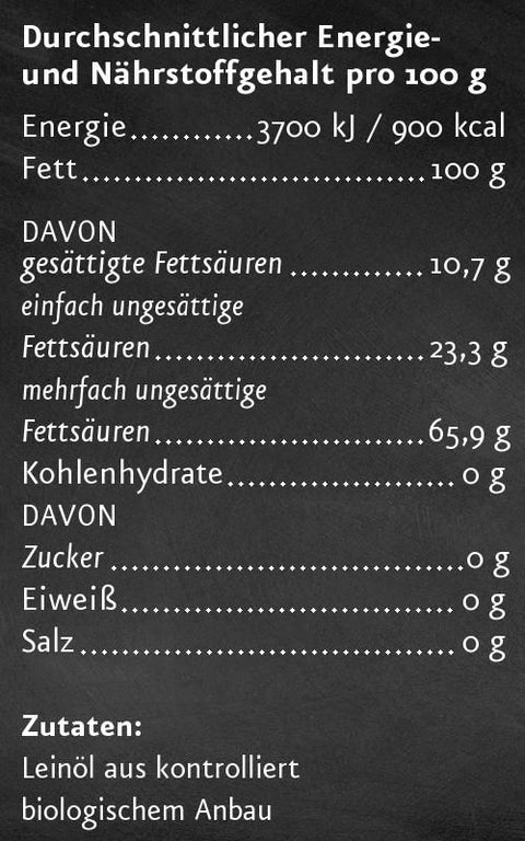 Bio Leinöl Nährwertangaben 