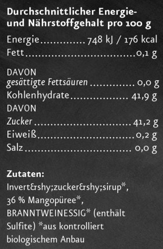 Nährwertangaben Mango Essigcreme der Ölmühle Solling 