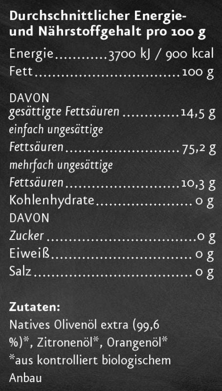 Olivenöl Zitrone Würzöl Nährwerte