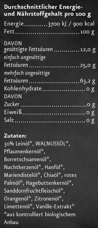Nährwerte Omega Balance Öl Ölmühle Solling