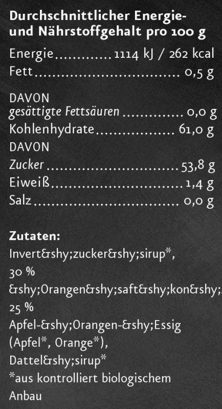 Nährwerte Orange Essigcreme  Ölmühle Solling