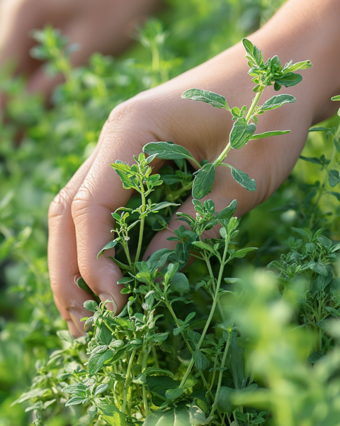Oregano auf dem Feld vor der Ernte 