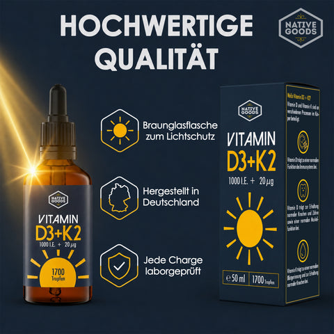 Vitamin D3 K2 Tropfen - native goods - [konventionell!]
