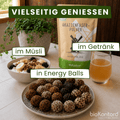 Rezeptideen zu bio Alazienfaserpulver im Müsli, als Getränk oder in Energy Balls 