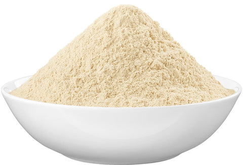 fein vermahlenes bio Ashwagandhapulver von bioKontor - Produktvorschau in weißer Schale